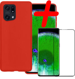 BASEY. BASEY. OPPO Find X5 Pro Hoesje Siliconen Met Screenprotector - Rood