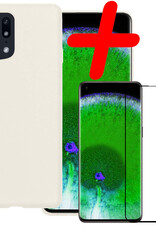 BASEY. Hoes Geschikt voor OPPO Find X5 Pro Hoesje Siliconen Back Cover Case Met Screenprotector - Hoesje Geschikt voor OPPO X5 Pro Hoes Cover Hoesje - Wit