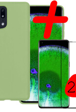 BASEY. Hoes Geschikt voor OPPO Find X5 Pro Hoesje Siliconen Back Cover Case Met 2x Screenprotector - Hoesje Geschikt voor OPPO X5 Pro Hoes Cover Hoesje - Groen