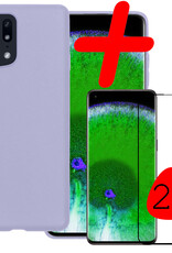 BASEY. Hoes Geschikt voor OPPO Find X5 Pro Hoesje Siliconen Back Cover Case Met 2x Screenprotector - Hoesje Geschikt voor OPPO X5 Pro Hoes Cover Hoesje - Lila