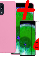 BASEY. Hoes Geschikt voor OPPO Find X5 Pro Hoesje Siliconen Back Cover Case Met 2x Screenprotector - Hoesje Geschikt voor OPPO X5 Pro Hoes Cover Hoesje - Lichtroze