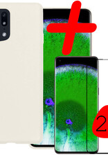 BASEY. Hoes Geschikt voor OPPO Find X5 Pro Hoesje Siliconen Back Cover Case Met 2x Screenprotector - Hoesje Geschikt voor OPPO X5 Pro Hoes Cover Hoesje - Wit