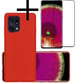 NoXx NoXx OPPO Find X5 Pro Hoesje Siliconen Met Screenprotector - Rood