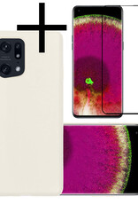 NoXx Hoes Geschikt voor OPPO Find X5 Pro Hoesje Cover Siliconen Back Case Hoes Met Screenprotector - Wit