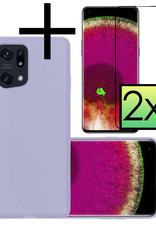 NoXx Hoes Geschikt voor OPPO Find X5 Pro Hoesje Cover Siliconen Back Case Hoes Met 2x Screenprotector - Lila