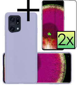 NoXx NoXx OPPO Find X5 Pro Hoesje Siliconen Met 2x Screenprotector - Lila