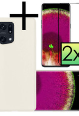 NoXx Hoes Geschikt voor OPPO Find X5 Pro Hoesje Cover Siliconen Back Case Hoes Met 2x Screenprotector - Wit