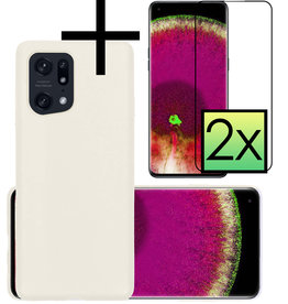 NoXx NoXx OPPO Find X5 Pro Hoesje Siliconen Met 2x Screenprotector - Wit