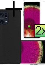 NoXx Hoes Geschikt voor OPPO Find X5 Pro Hoesje Cover Siliconen Back Case Hoes Met 2x Screenprotector - Zwart