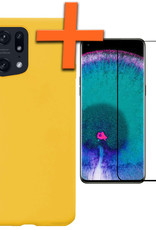 Nomfy Hoesje Geschikt voor OPPO Find X5 Pro Hoesje Siliconen Cover Case Met Screenprotector - Hoes Geschikt voor OPPO X5 Pro Hoes Back Case - Geel