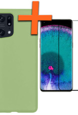 Nomfy Hoesje Geschikt voor OPPO Find X5 Pro Hoesje Siliconen Cover Case Met Screenprotector - Hoes Geschikt voor OPPO X5 Pro Hoes Back Case - Groen