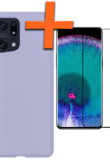 Nomfy Hoesje Geschikt voor OPPO Find X5 Pro Hoesje Siliconen Cover Case Met Screenprotector - Hoes Geschikt voor OPPO X5 Pro Hoes Back Case - Lila