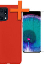 Nomfy Hoesje Geschikt voor OPPO Find X5 Pro Hoesje Siliconen Cover Case Met Screenprotector - Hoes Geschikt voor OPPO X5 Pro Hoes Back Case - Rood