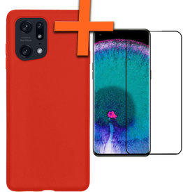 Nomfy Nomfy OPPO Find X5 Pro Hoesje Siliconen Met Screenprotector - Rood