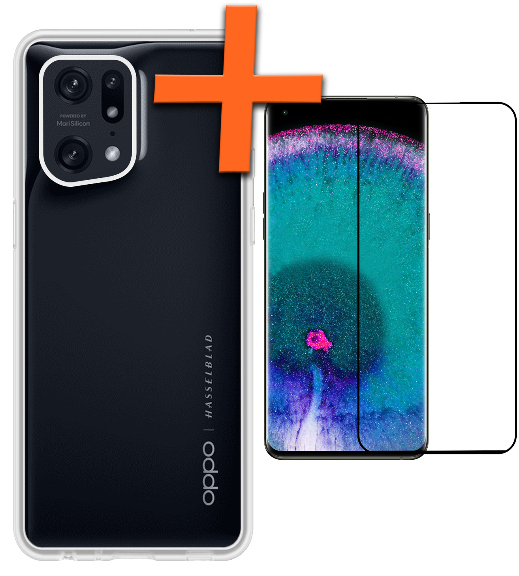 Nomfy Hoesje Geschikt voor OPPO Find X5 Pro Hoesje Siliconen Cover Case Met Screenprotector - Hoes Geschikt voor OPPO X5 Pro Hoes Back Case - Transparant