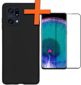 Nomfy Nomfy OPPO Find X5 Pro Hoesje Siliconen Met Screenprotector - Zwart
