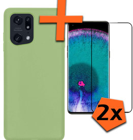 Nomfy Nomfy OPPO Find X5 Pro Hoesje Siliconen Met 2x Screenprotector - Groen