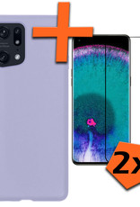 Nomfy OPPO Find X5 Pro Hoesje Siliconen Case Back Cover Met 2x Screenprotector - OPPO Find X5 Pro Hoes Cover Silicone - Lila