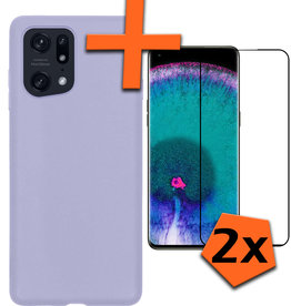 Nomfy Nomfy OPPO Find X5 Pro Hoesje Siliconen Met 2x Screenprotector - Lila