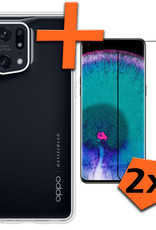 Nomfy Hoesje Geschikt voor OPPO Find X5 Pro Hoesje Siliconen Cover Case Met 2x Screenprotector - Hoes Geschikt voor OPPO X5 Pro Hoes Back Case - Rood