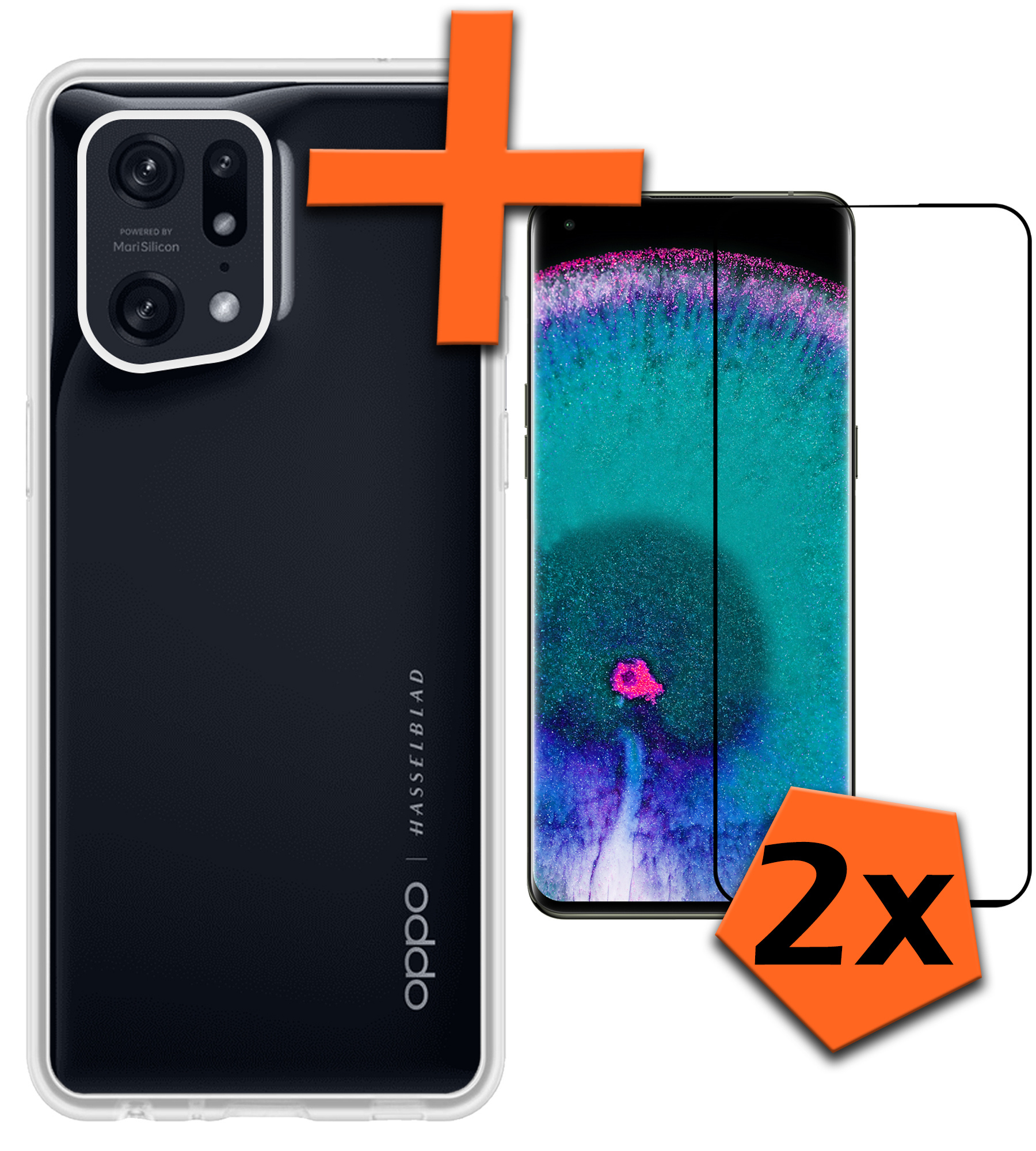 Nomfy Hoesje Geschikt voor OPPO Find X5 Pro Hoesje Siliconen Cover Case Met 2x Screenprotector - Hoes Geschikt voor OPPO X5 Pro Hoes Back Case - Rood