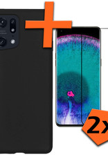 Nomfy Hoesje Geschikt voor OPPO Find X5 Pro Hoesje Siliconen Cover Case Met 2x Screenprotector - Hoes Geschikt voor OPPO X5 Pro Hoes Back Case - Zwart