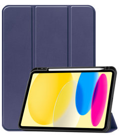 BASEY. iPad 10 2022 Hoesje Met Uitsparing Apple Pencil - Donkerblauw