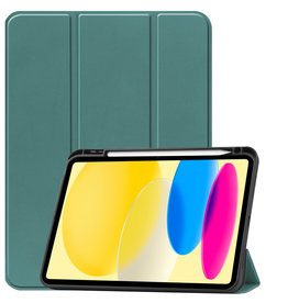 BASEY. iPad 10 2022 Hoesje Met Uitsparing Apple Pencil - Donkergroen