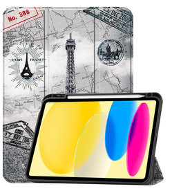 BASEY. iPad 10 2022 Hoesje Met Uitsparing Apple Pencil - Eiffeltoren