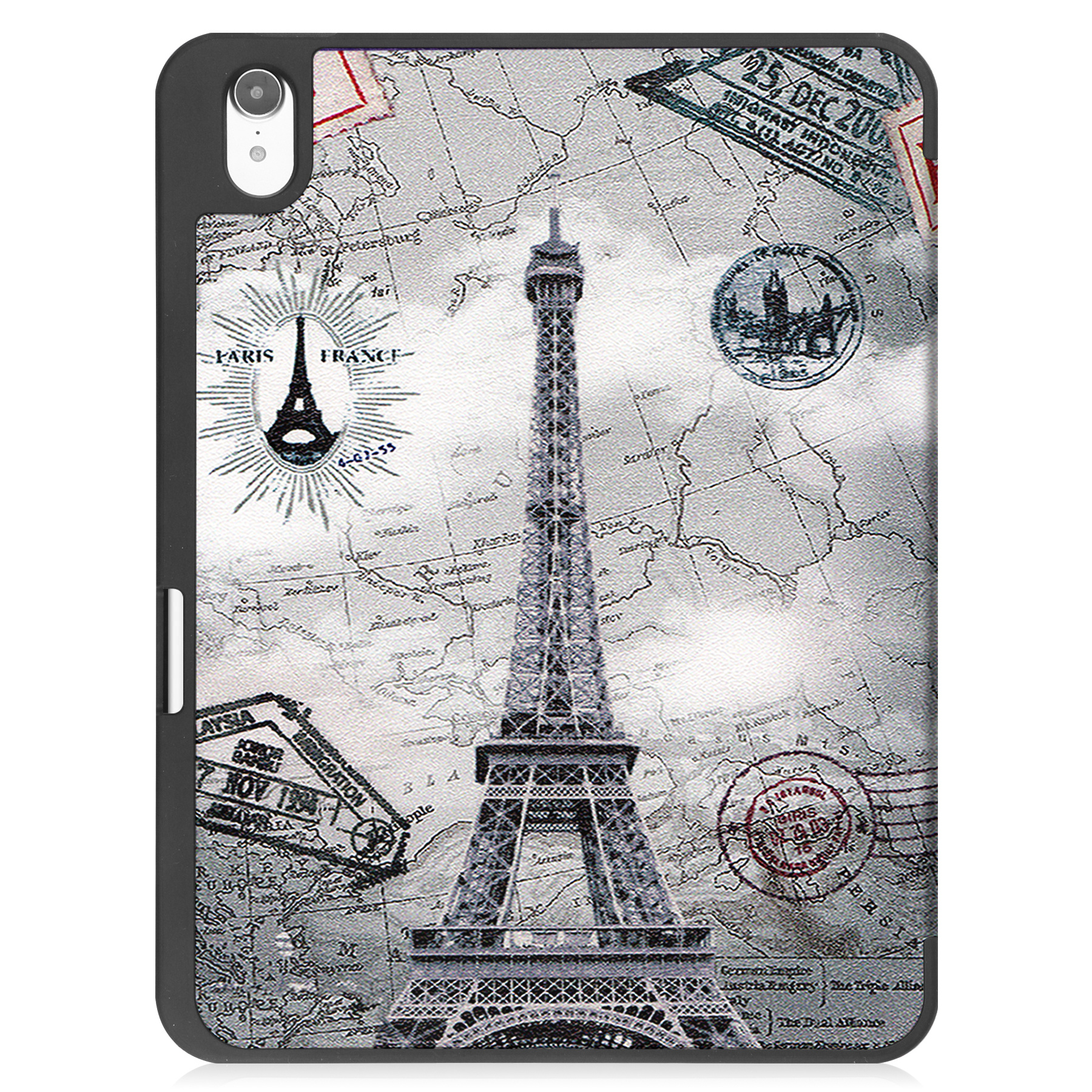 BASEY. Hoesje Geschikt voor iPad 2022 Hoes Case Tablet Hoesje Tri-fold Met Uitsparing Geschikt voor Apple Pencil - Hoes Geschikt voor iPad 10 Hoesje Hard Cover Bookcase Hoes - Eiffeltoren
