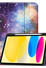 BASEY. Hoesje Geschikt voor iPad 2022 Hoes Case Tablet Hoesje Tri-fold Met Uitsparing Geschikt voor Apple Pencil - Hoes Geschikt voor iPad 10 Hoesje Hard Cover Bookcase Hoes - Galaxy
