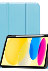 BASEY. Hoesje Geschikt voor iPad 2022 Hoes Case Tablet Hoesje Tri-fold Met Uitsparing Geschikt voor Apple Pencil - Hoes Geschikt voor iPad 10 Hoesje Hard Cover Bookcase Hoes - Lichtblauw