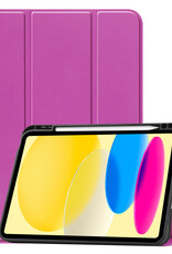 Hoesje Geschikt voor iPad 2022 Hoes Case Tablet Hoesje Tri-fold Met Uitsparing Geschikt voor Apple Pencil - Hoes Geschikt voor iPad 10 Hoesje Hard Cover Bookcase Hoes - Paars