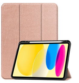 BASEY. iPad 10 2022 Hoesje Met Uitsparing Apple Pencil - Rose Goud