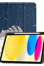 BASEY. Hoesje Geschikt voor iPad 2022 Hoes Case Tablet Hoesje Tri-fold Met Uitsparing Geschikt voor Apple Pencil - Hoes Geschikt voor iPad 10 Hoesje Hard Cover Bookcase Hoes - Kat