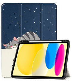 BASEY. iPad 10 2022 Hoesje Met Uitsparing Apple Pencil - Kat