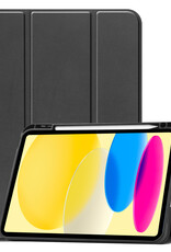BASEY. Hoesje Geschikt voor iPad 2022 Hoes Case Tablet Hoesje Tri-fold Met Uitsparing Geschikt voor Apple Pencil - Hoes Geschikt voor iPad 10 Hoesje Hard Cover Bookcase Hoes - Zwart