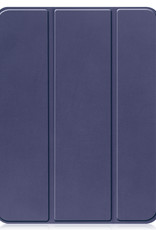Nomfy Hoes Geschikt voor iPad 2022 Hoes Tri-fold Tablet Hoesje Case Met Uitsparing Geschikt voor Apple Pencil - Hoesje Geschikt voor iPad 10 Hoesje Hardcover Bookcase - Donkerblauw