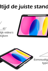 Nomfy Hoes Geschikt voor iPad 2022 Hoes Tri-fold Tablet Hoesje Case Met Uitsparing Geschikt voor Apple Pencil - Hoesje Geschikt voor iPad 10 Hoesje Hardcover Bookcase - Donkerblauw