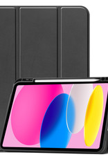 Nomfy Hoes Geschikt voor iPad 2022 Hoes Tri-fold Tablet Hoesje Case Met Uitsparing Geschikt voor Apple Pencil - Hoesje Geschikt voor iPad 10 Hoesje Hardcover Bookcase - Zwart