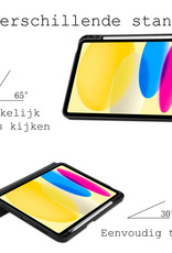 iPad 10 Hoes Case Hoesje Hard Cover Met Screenprotector - iPad 10 2022 Hoesje Bookcase Uitsparing Apple Pencil - Zwart