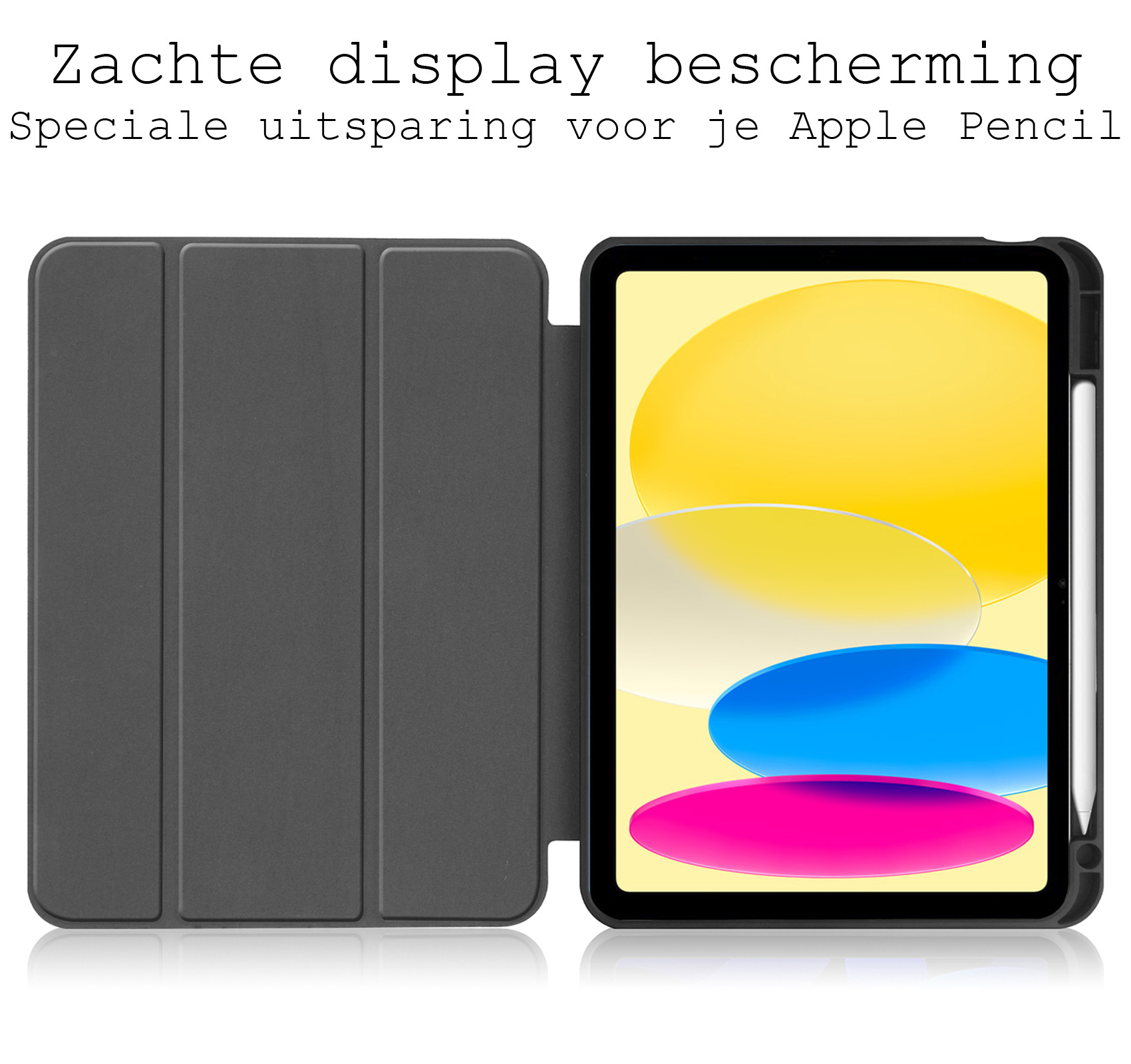 BASEY. Hoesje Geschikt voor iPad 2022 Hoes Case Tablet Hoesje Tri-fold Met Uitsparing Geschikt voor Apple Pencil Met Screenprotector - Hoes Geschikt voor iPad 10 Hoesje Hard Cover Bookcase Hoes - Zwart