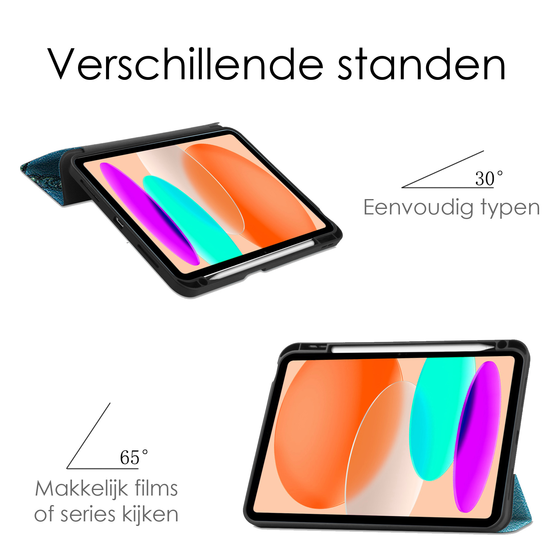 iPad 10 2022 Hoesje Hardcover Hoes Book Case Met Apple Pencil Uitsparing Met Screenprotector - Bloesem
