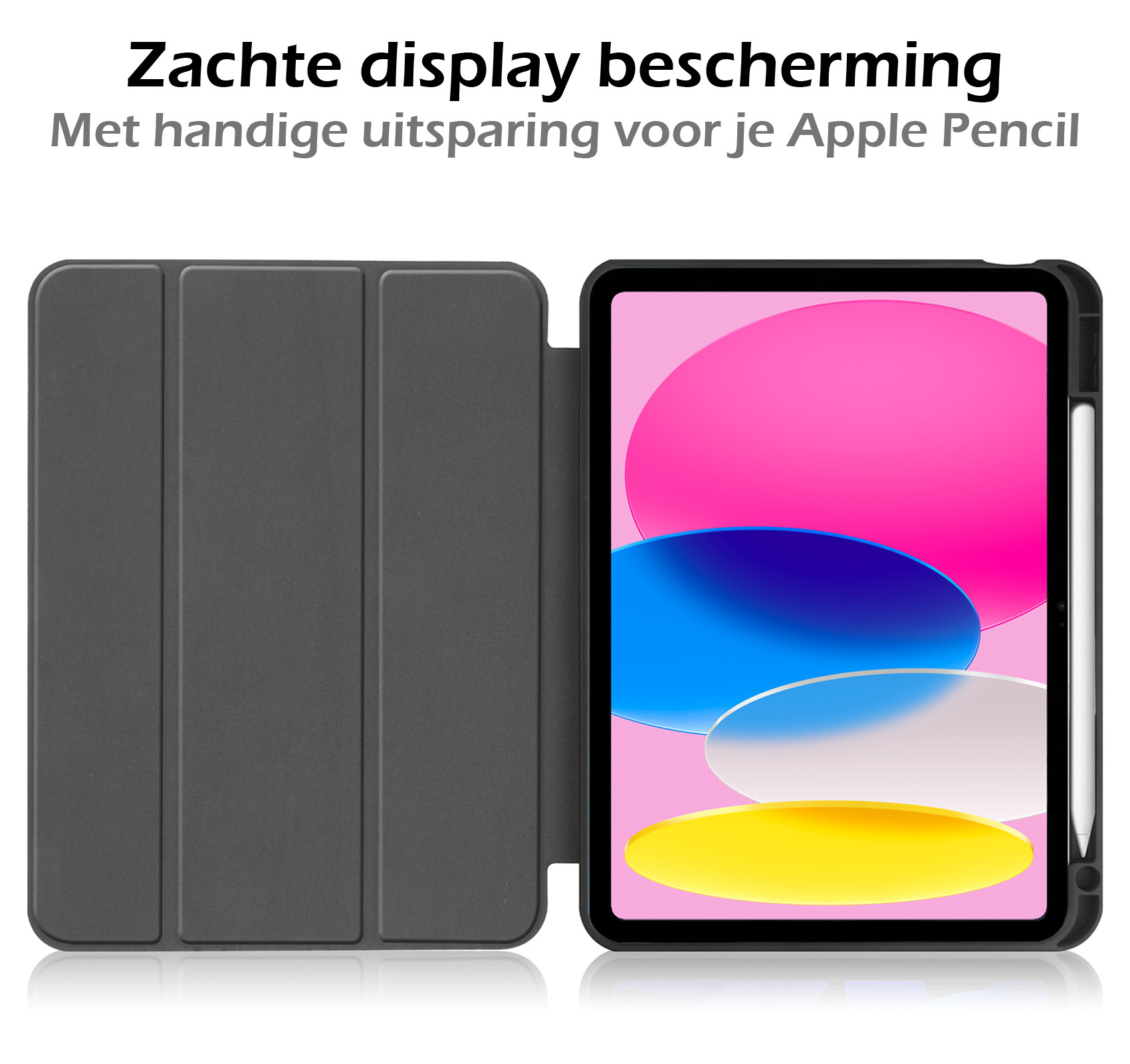 iPad 2022 Hoesje Book Case Hard Cover Hoes Met Uitsparing Apple Pencil Met Screenprotector - iPad 10 Hoes Hardcover - Donker Blauw