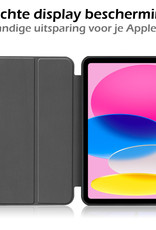 iPad 2022 Hoesje Book Case Hard Cover Hoes Met Uitsparing Apple Pencil Met Screenprotector - iPad 10 Hoes Hardcover - Zwart