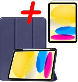BASEY. BASEY. iPad 10 2022 Hoesje Met Uitsparing Apple Pencil Met Screenprotector - Donkerblauw