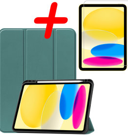 BASEY. BASEY. iPad 10 2022 Hoesje Met Uitsparing Apple Pencil Met Screenprotector - Donkergroen