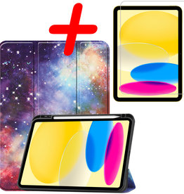 BASEY. BASEY. iPad 10 2022 Hoesje Met Uitsparing Apple Pencil Met Screenprotector - Galaxy