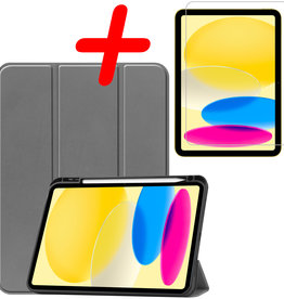 BASEY. BASEY. iPad 10 2022 Hoesje Met Uitsparing Apple Pencil Met Screenprotector - Grijs