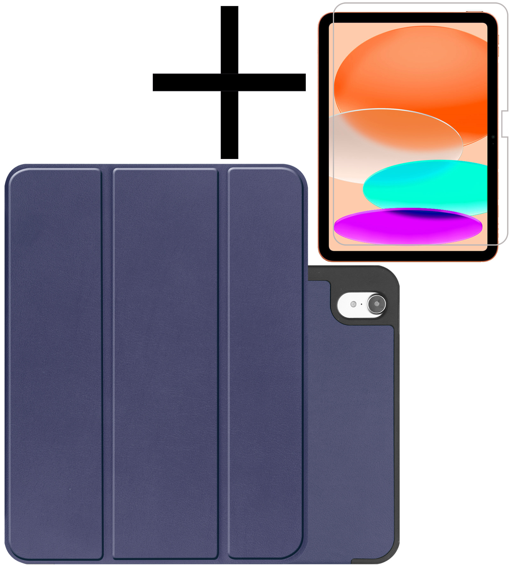 NoXx Hoesje Geschikt voor iPad 2022 Hoesje Case Hard Cover Hoes Book Case Met Uitsparing Geschikt voor Apple Pencil Met Screenprotector - Donkerblauw